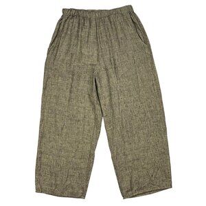 Flax Linen Pants S Wide Leg Beige Black Lagenlook